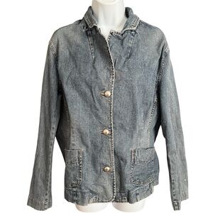 Y2K Girly Classic Blue Denim Jean Jacket Size XL
